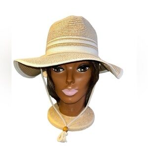Floppy Brim Paper Straw Sun Hat with Adjustable Chin Cord